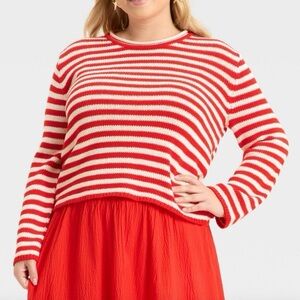 A New Day Red and White Striped Sweater XL